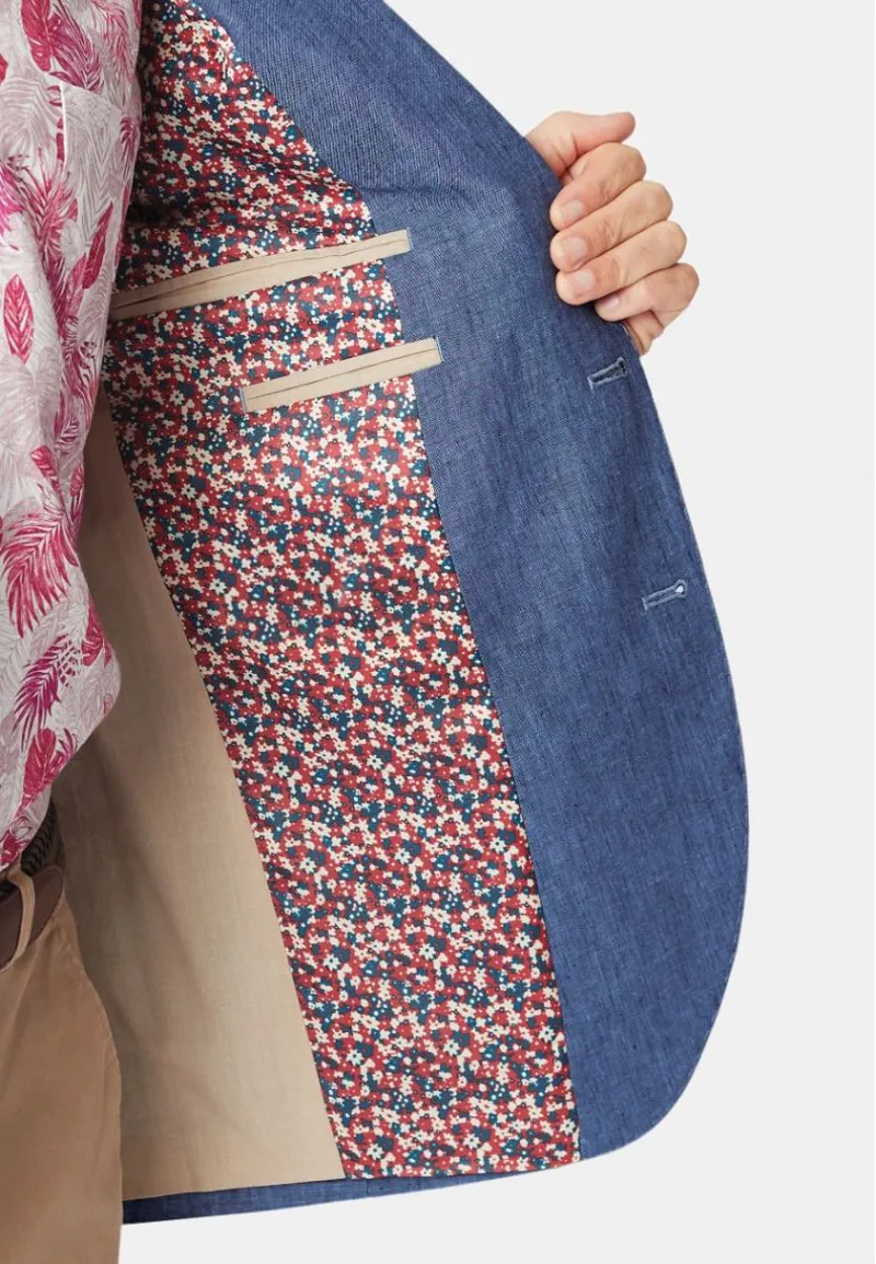 Brook Taverner Tailored Fit Leeds Blue Linen Jacket-7