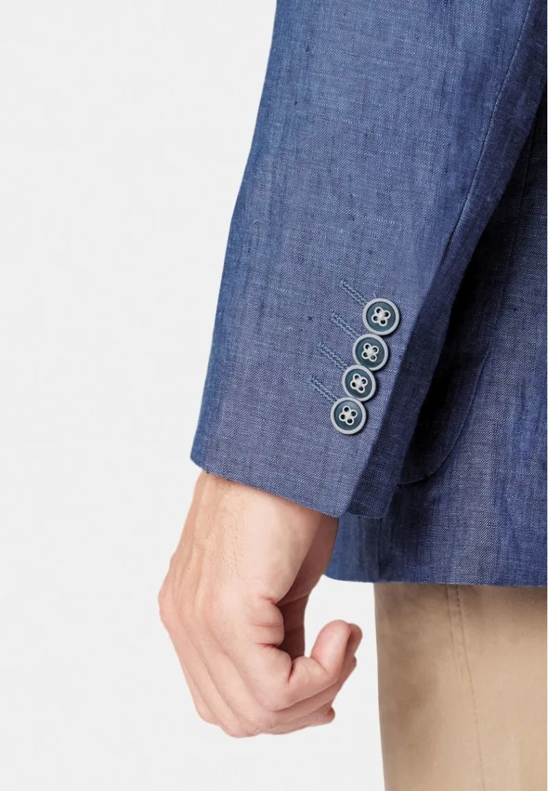Brook Taverner Tailored Fit Leeds Blue Linen Jacket-8