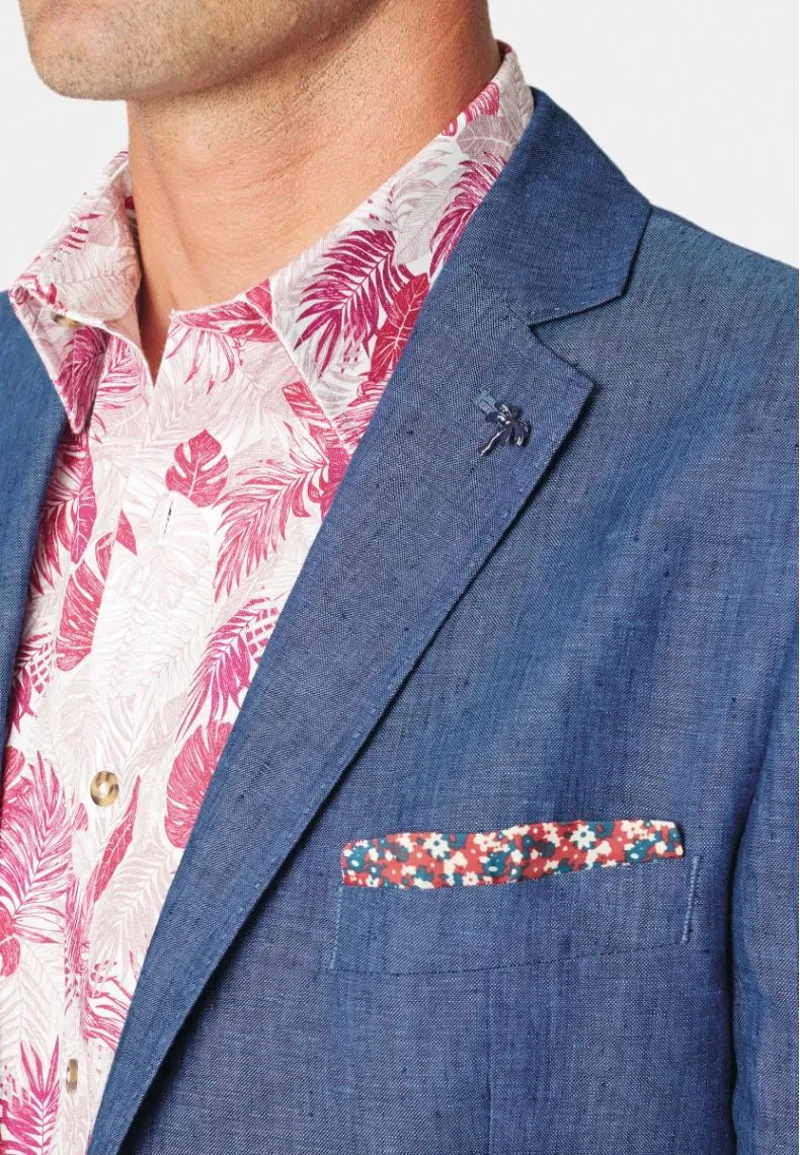 Brook Taverner Tailored Fit Leeds Blue Linen Jacket-9
