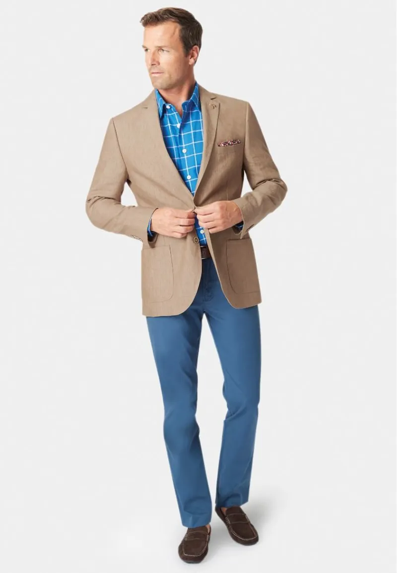 Brook Taverner Tailored Fit Leeds Biscuit Linen Jacket-2