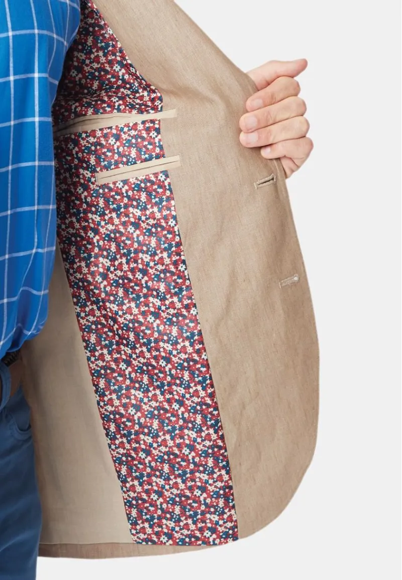 Brook Taverner Tailored Fit Leeds Biscuit Linen Jacket-5