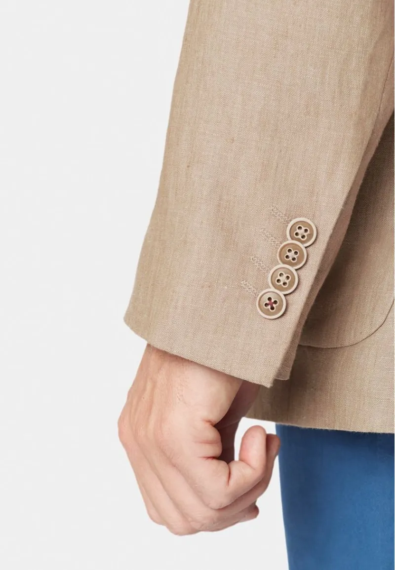 Brook Taverner Tailored Fit Leeds Biscuit Linen Jacket-6