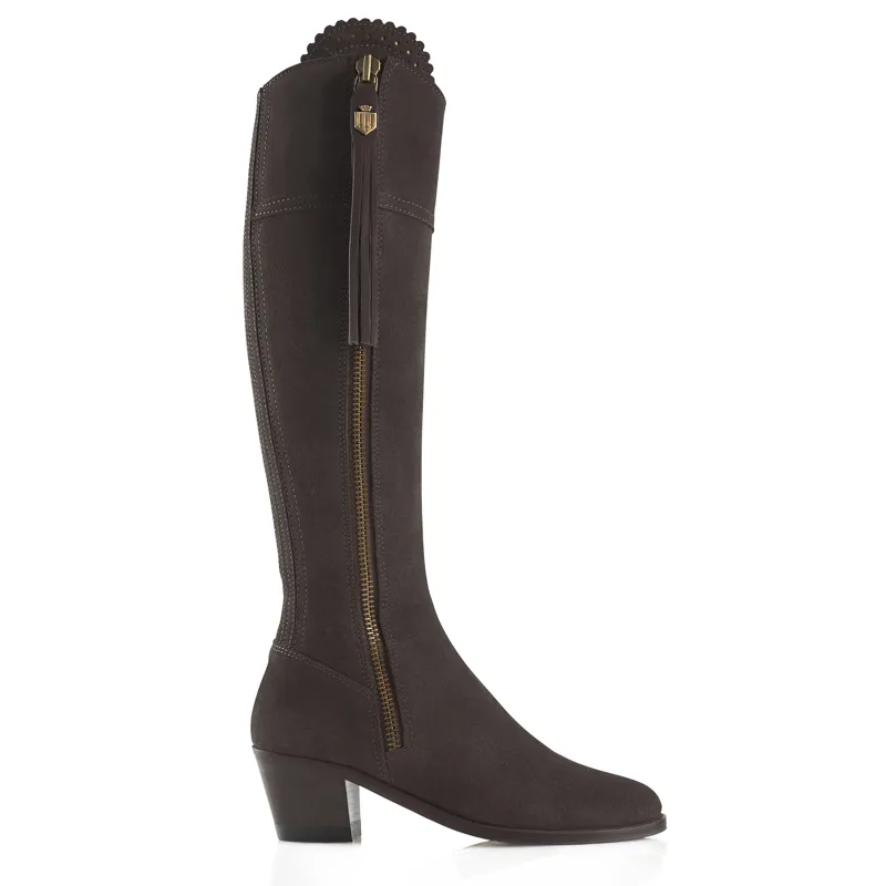 Fairfax and Favor Regina Heeled Boots Chocolate Suede-1