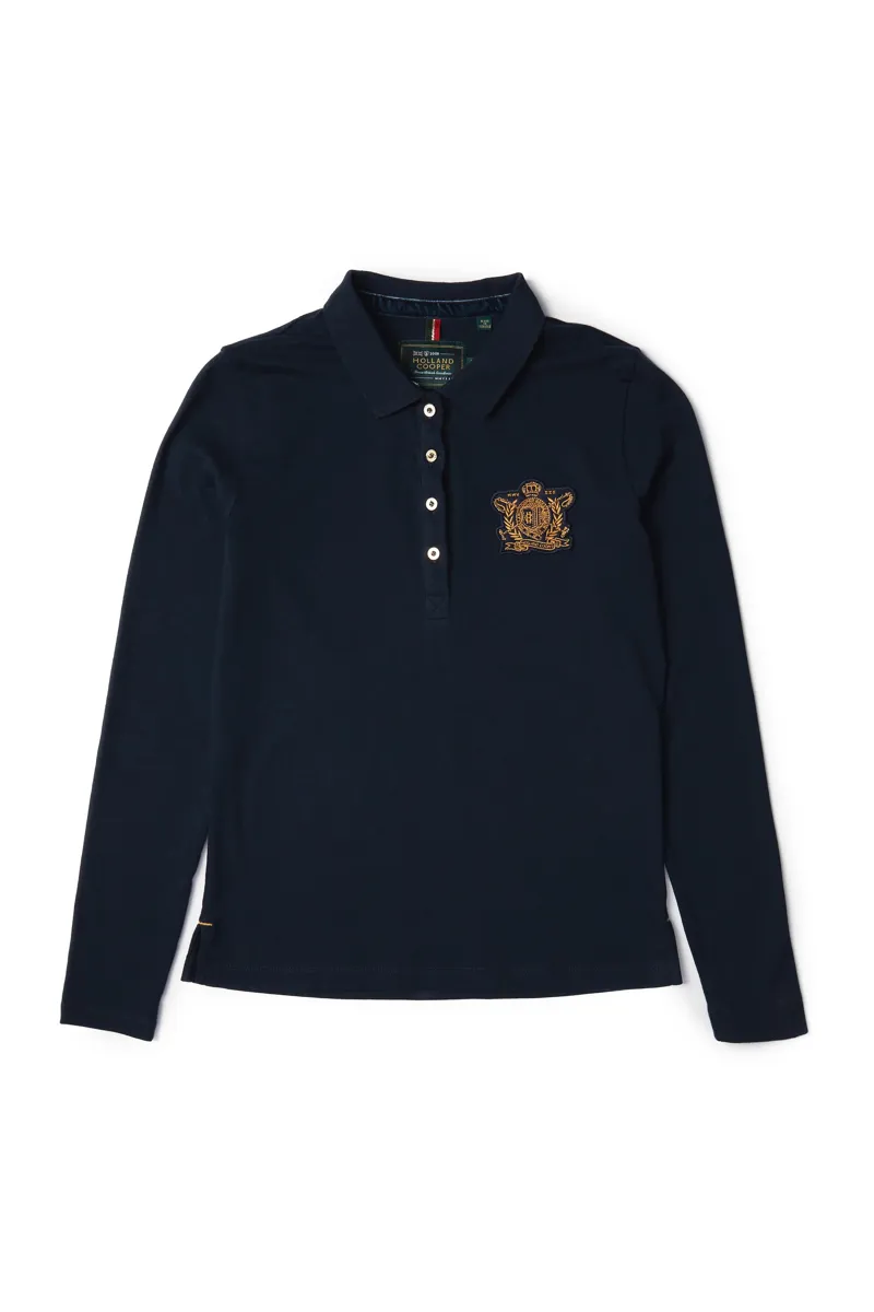 Holland Cooper Long Sleeve Crest Polo Ink Navy-6