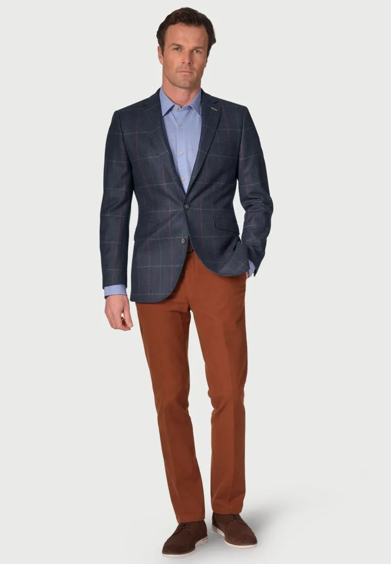 Brook Taverner Tailored Fit Magnum Navy Check Wool Jacket-1