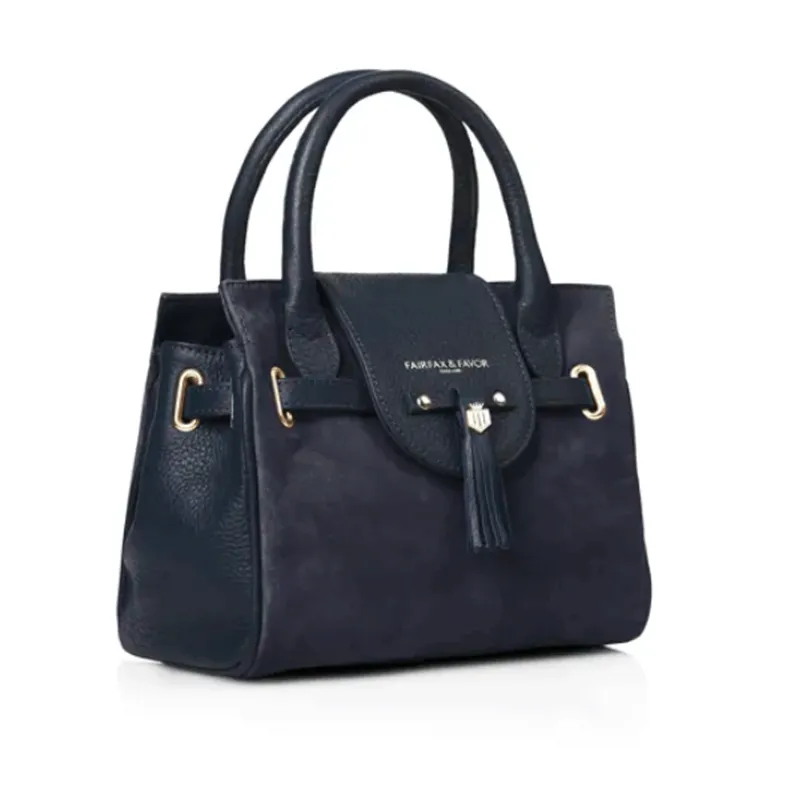 Fairfax and Favor Mini Windsor Handbag Navy Suede