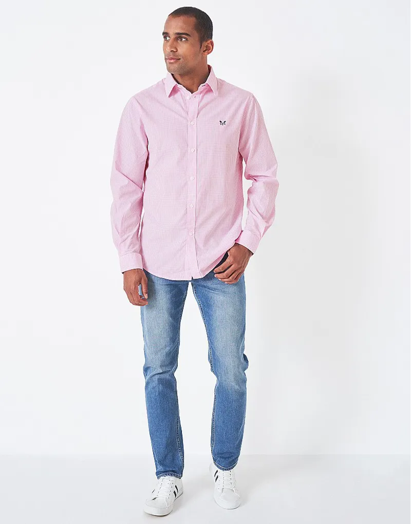 Crew Clothing Micro Gingham Classic Check Shirt Pink-2