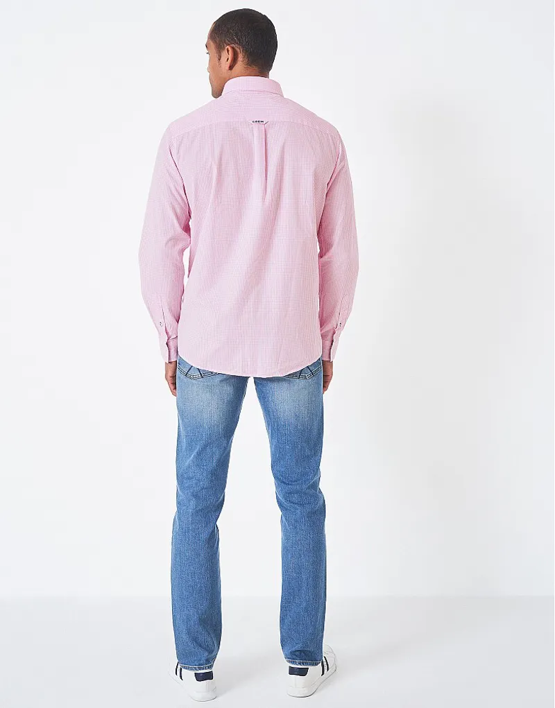 Crew Clothing Micro Gingham Classic Check Shirt Pink-4