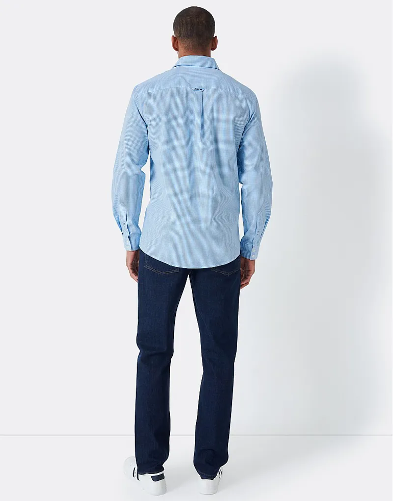Crew Micro Gingahm Classic Check Shirt Sky-4