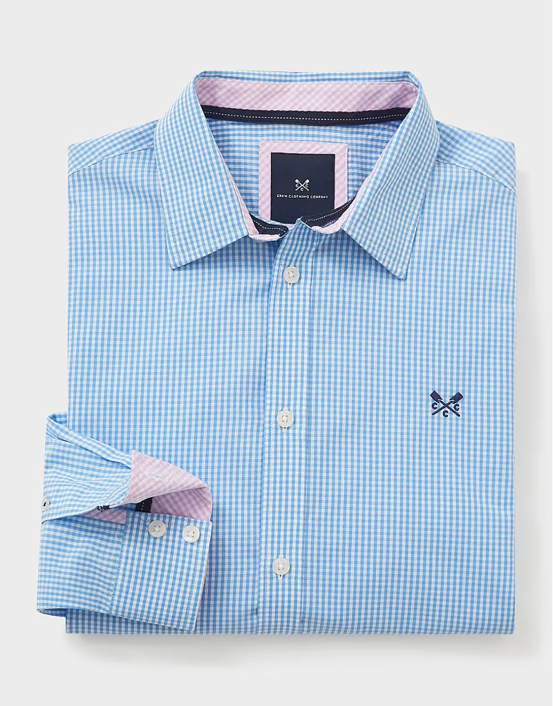 Crew Micro Gingahm Classic Check Shirt Sky-5