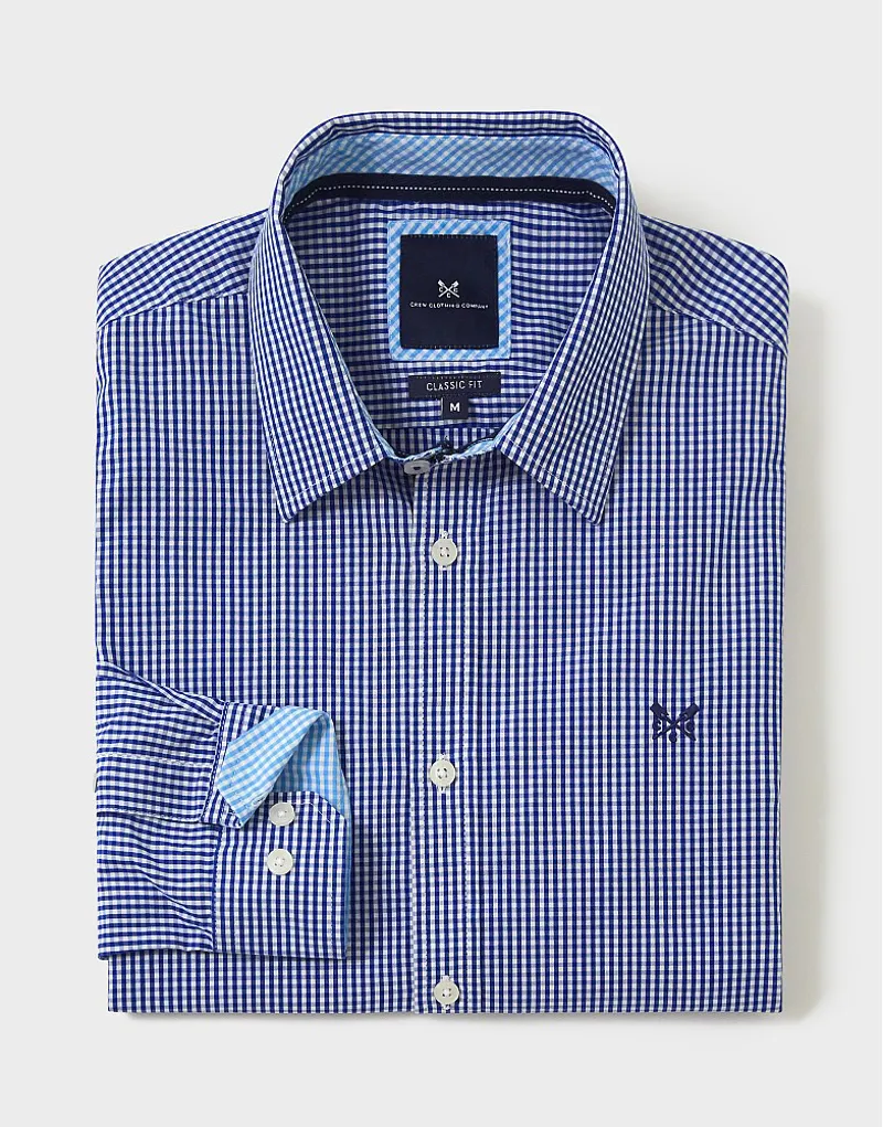 Crew Micro Gingham Classic Check Shirt Ultramarine-5