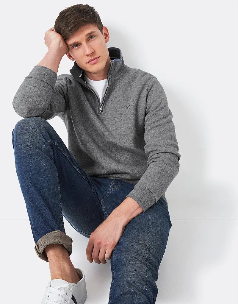 Crew Classic Half Zip Sweatshirt Grey Marl-2