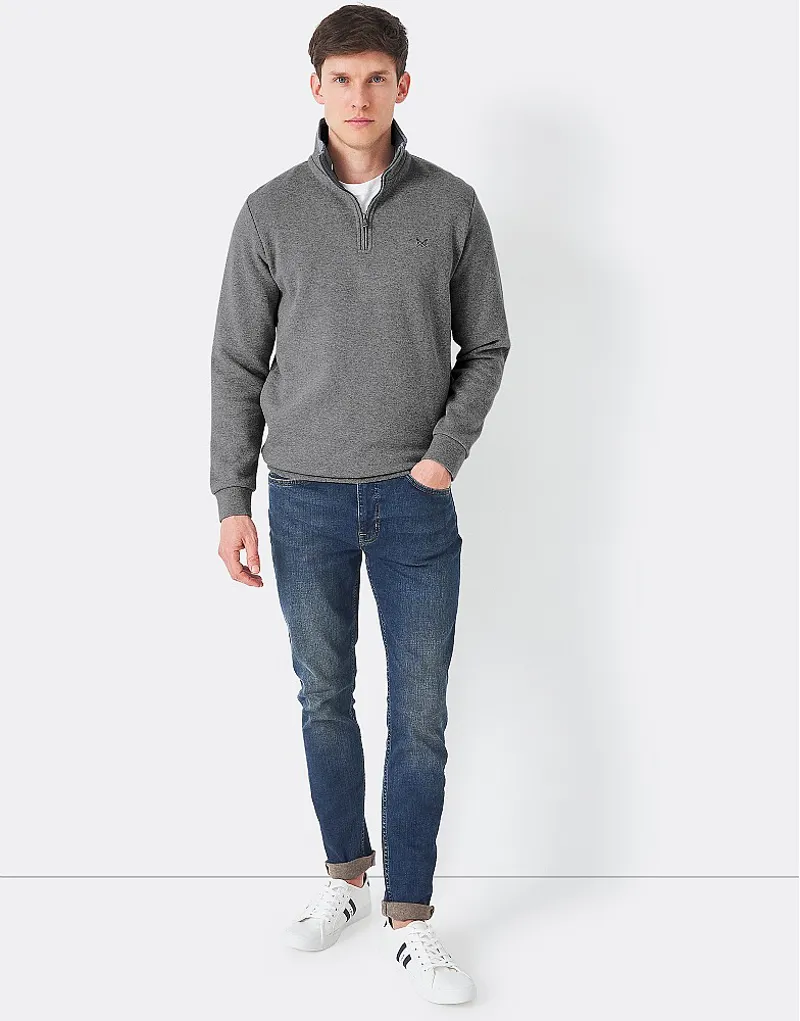 Crew Classic Half Zip Sweatshirt Grey Marl-3