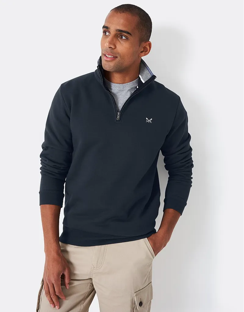 Crew Clothing Classic Half Zip Sweatshirt Navy-3