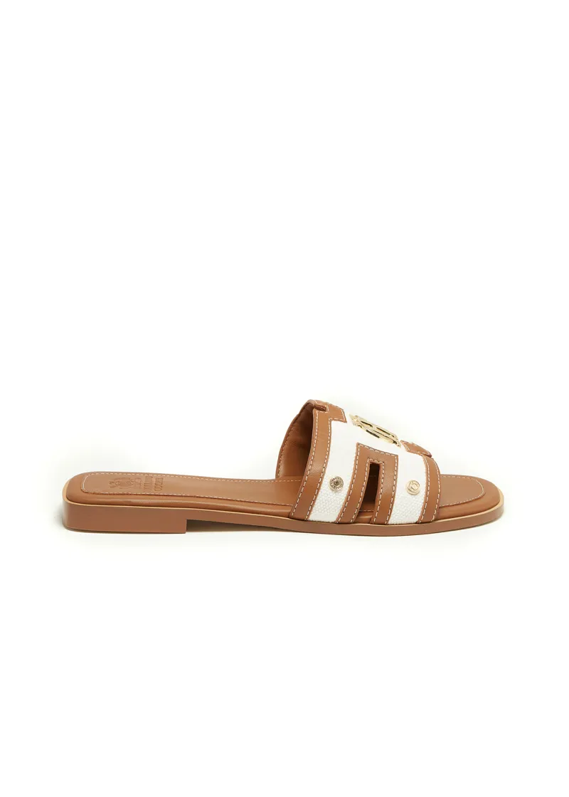 Holland Cooper Monogram Slides Tan Canvas-2