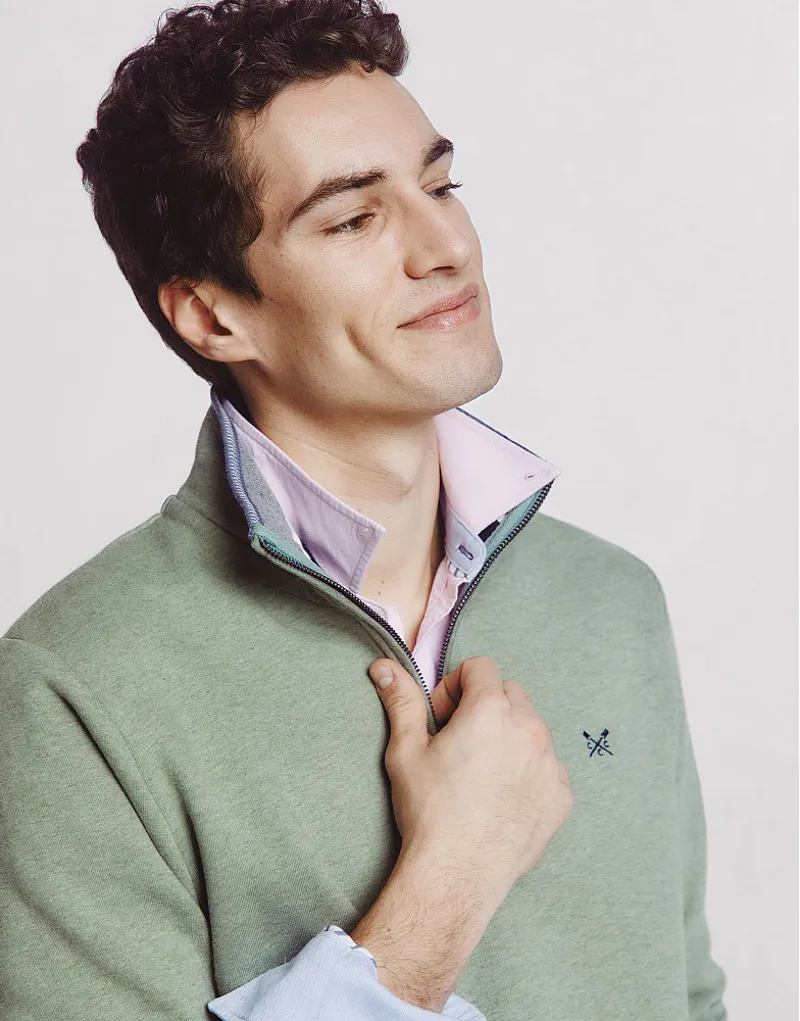 Crew Classic Half Zip Sweatshirt Artichoke Marl-2