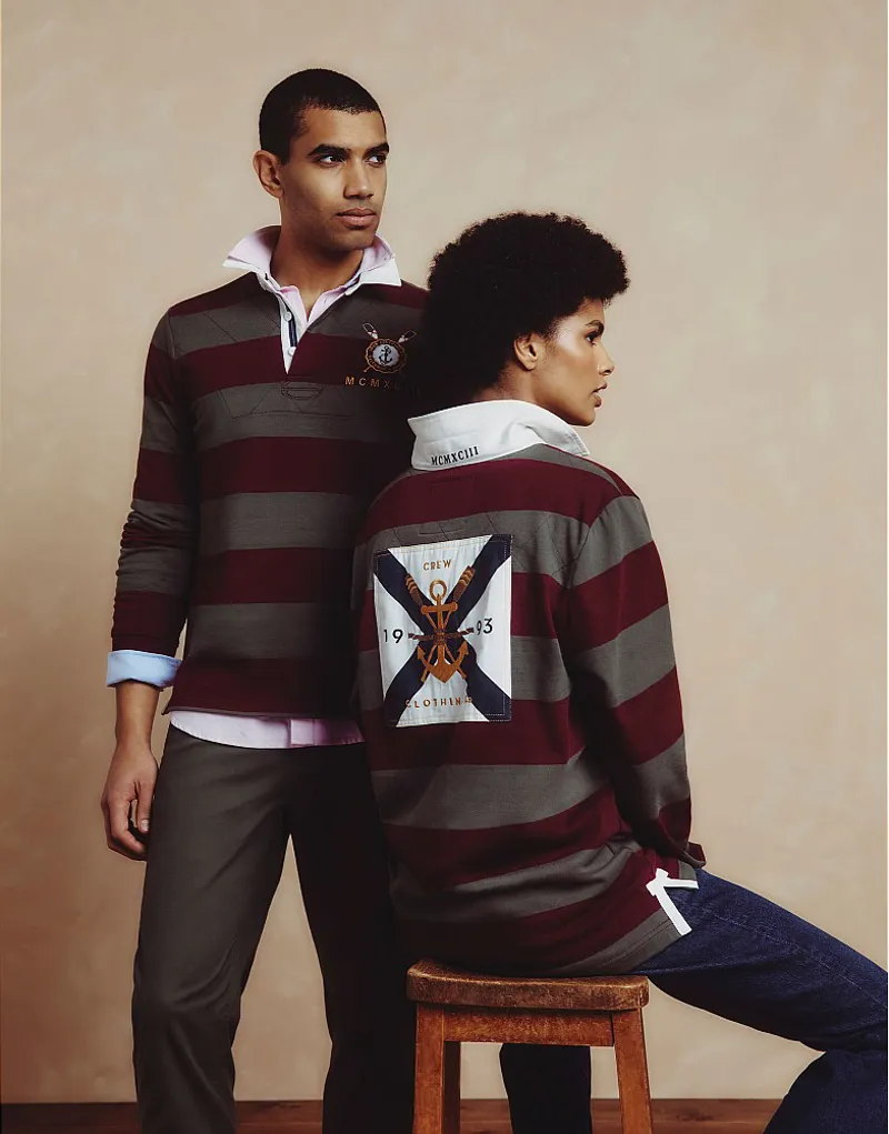 Crew Callington Rugby Shirt Burgundy Olive-1