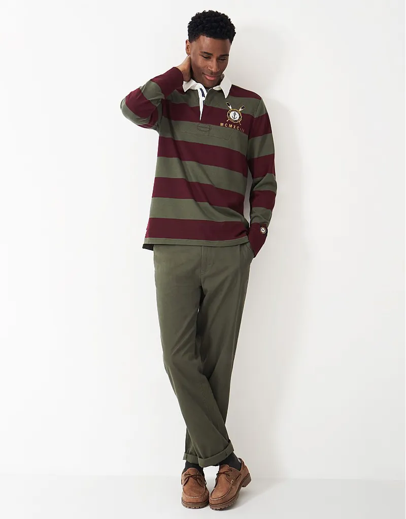 Crew Callington Rugby Shirt Burgundy Olive-4