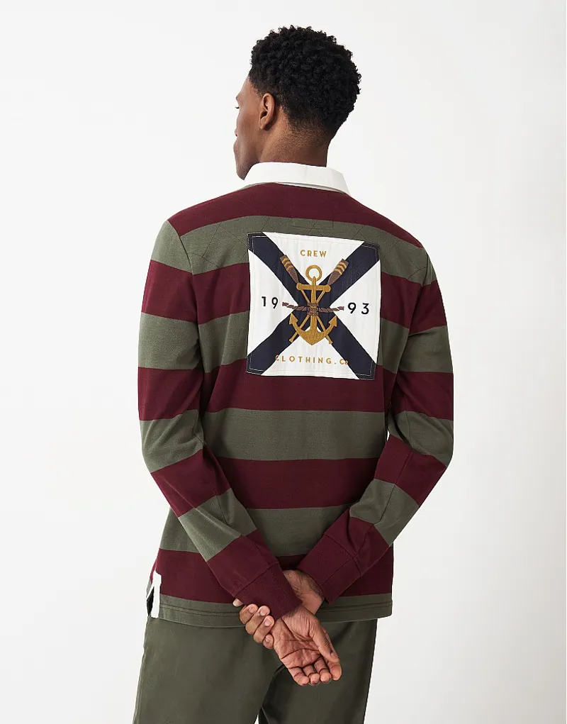 Crew Callington Rugby Shirt Burgundy Olive-5