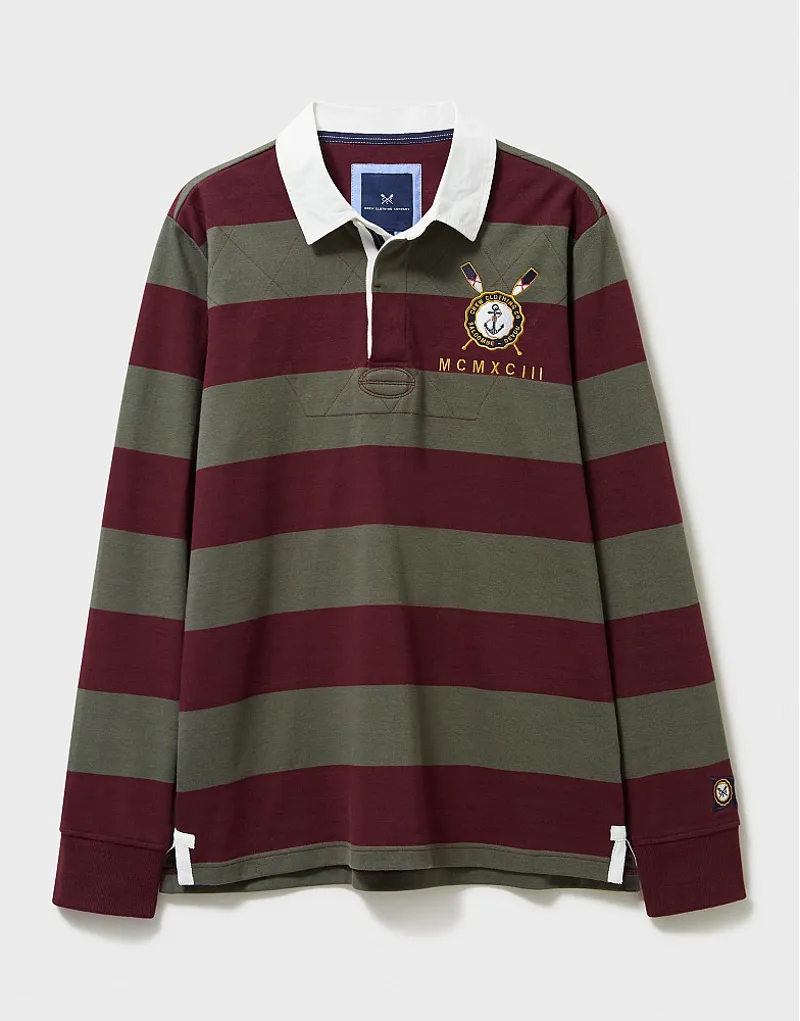 Crew Callington Rugby Shirt Burgundy Olive-7