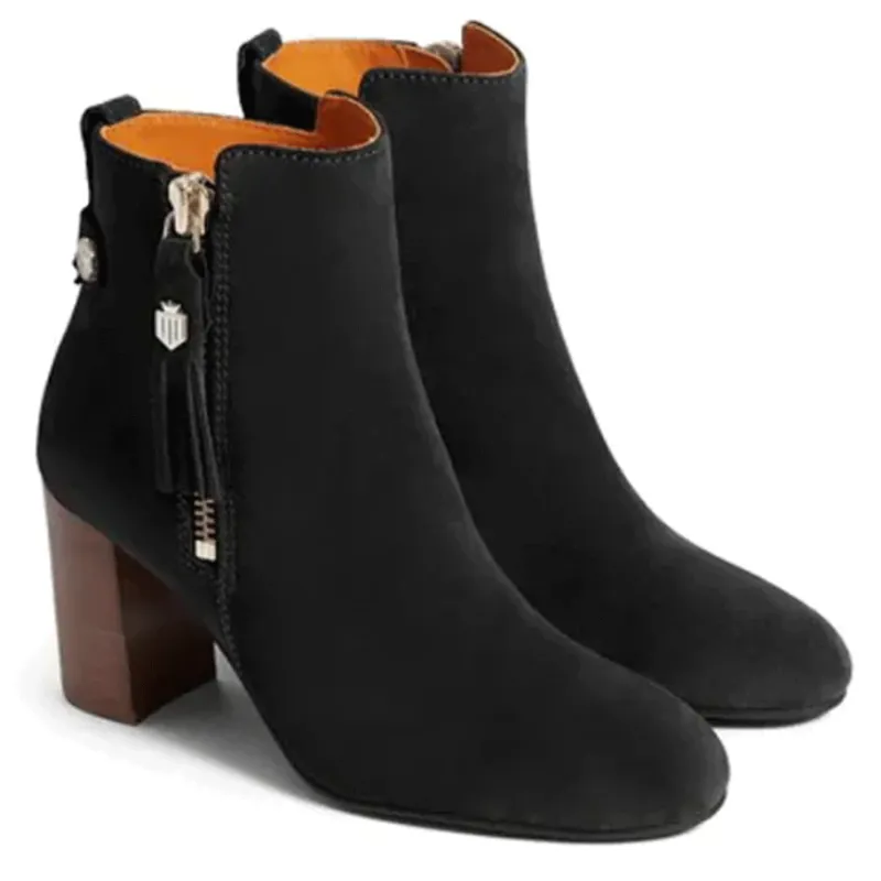 Fairfax and Favor Oakham Ankle Boots Black Suede