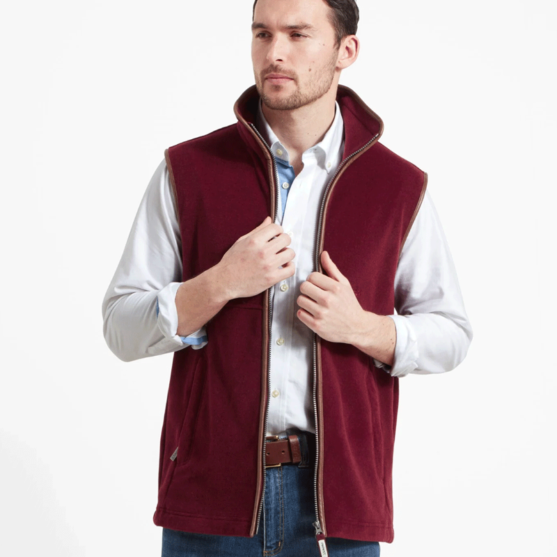 Schoffel Oakham Fleece Gilet Claret-1