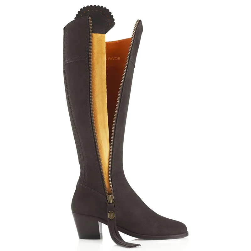 Fairfax and Favor Regina Heeled Boots Chocolate Suede-5