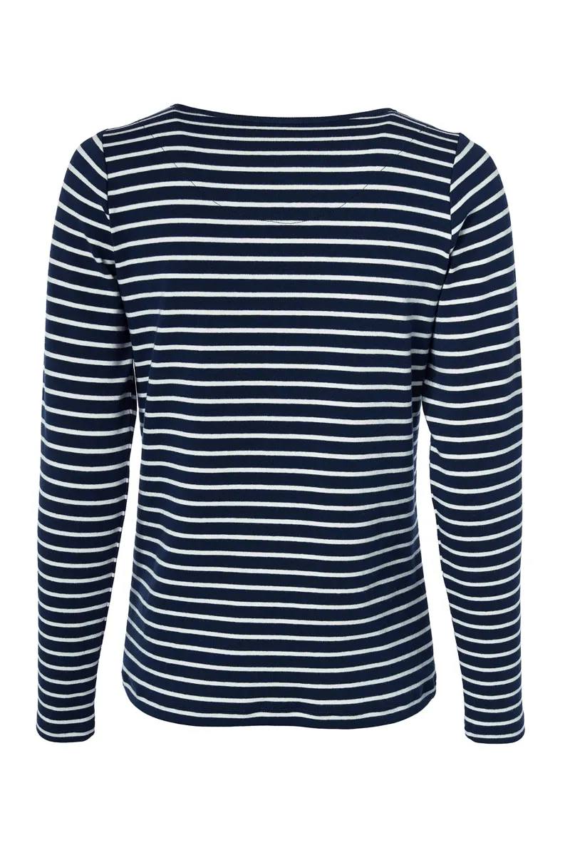 Holland Cooper Padstow Long Sleeve Crew Neck Tee Ink Navy Natural Stripe-8