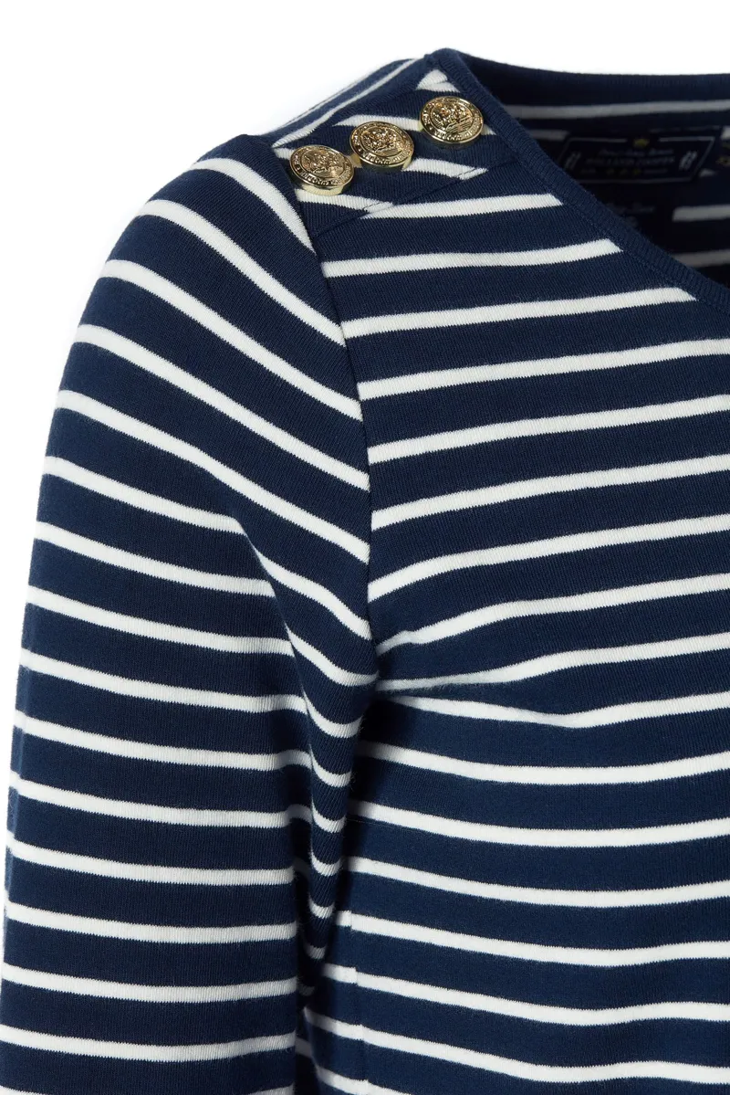 Holland Cooper Padstow Long Sleeve Crew Neck Tee Ink Navy Natural Stripe-9