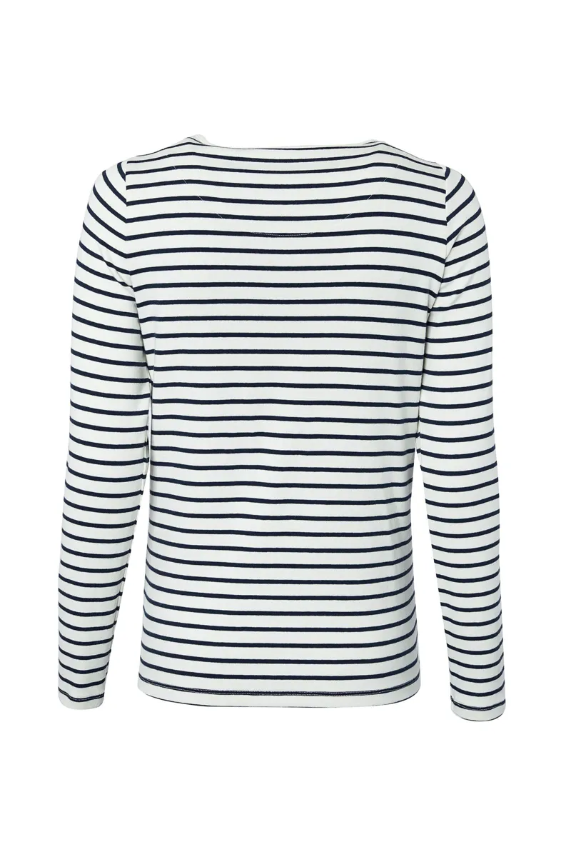 Holland Cooper Padstow Long Sleeve Crew Neck Tee Natural Ink Navy Stripe-7