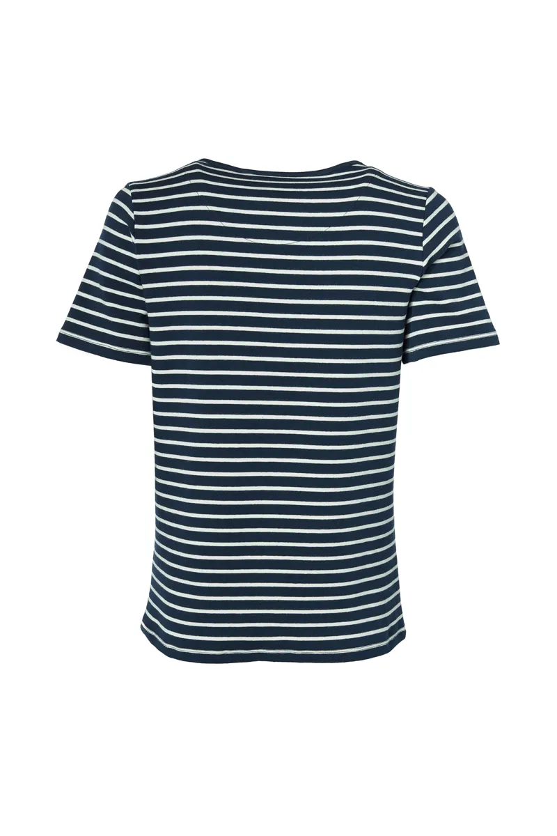 Holland Cooper Padstow Crew Neck Tee Ink Navy Natural Stripe-2