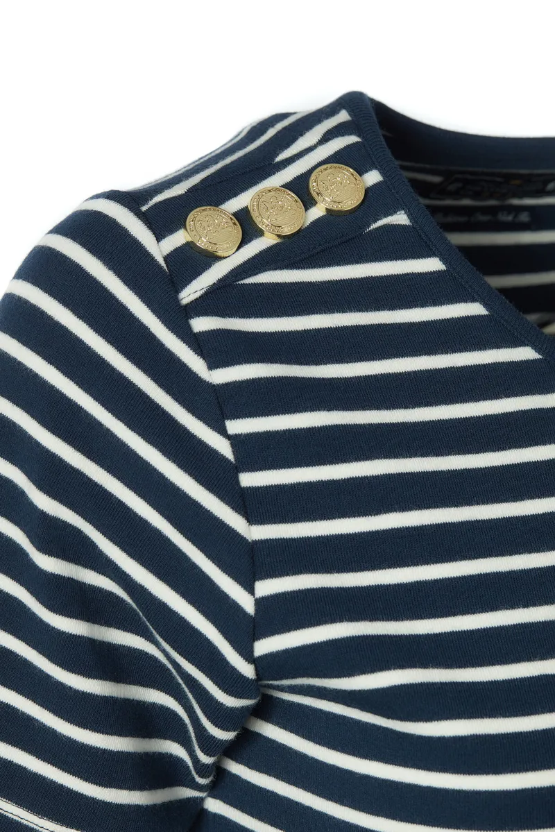 Holland Cooper Padstow Crew Neck Tee Ink Navy Natural Stripe-4