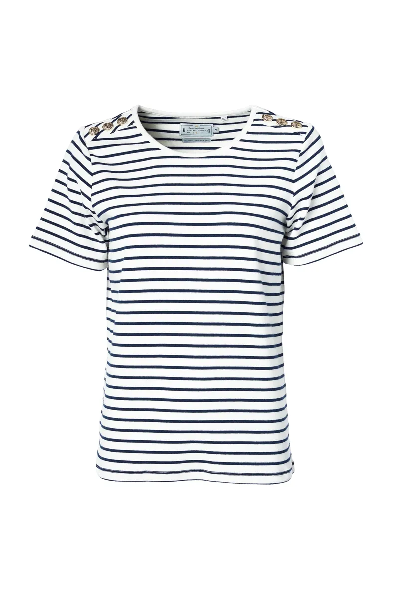 Holland Cooper Padstow Crew Neck Tee Natural Ink Navy Stripe-11