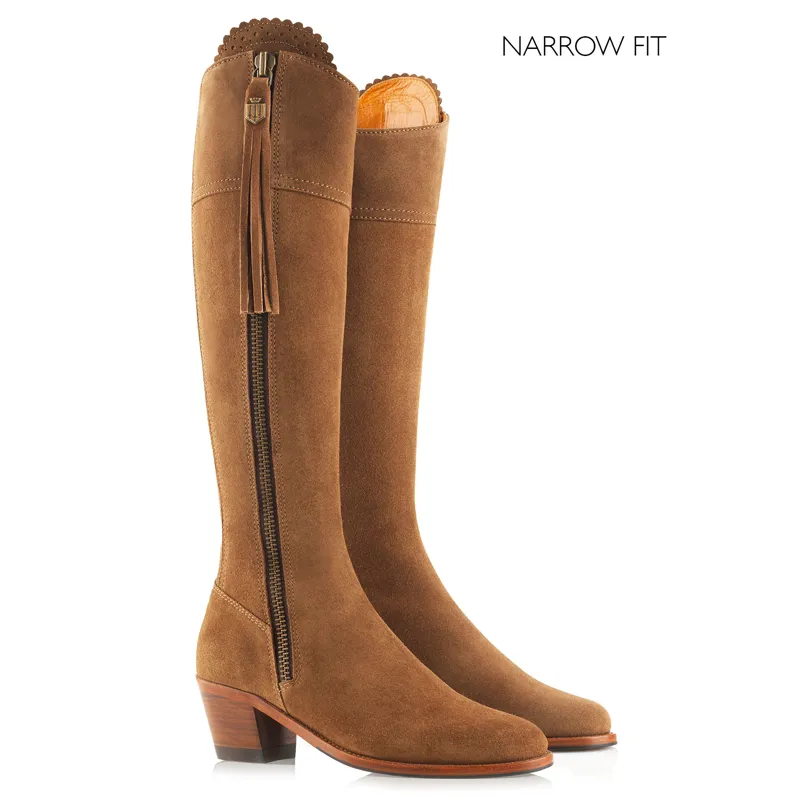 Fairfax and Favor Regina Heeled Boots Narrow Fit Tan Suede