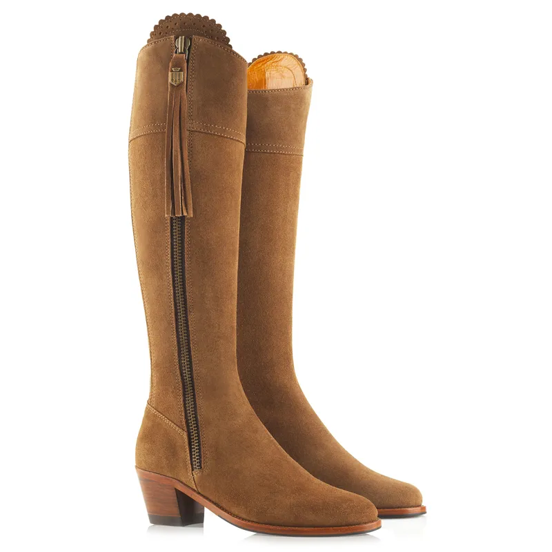 Fairfax and Favor Regina Heeled Boots Tan Suede
