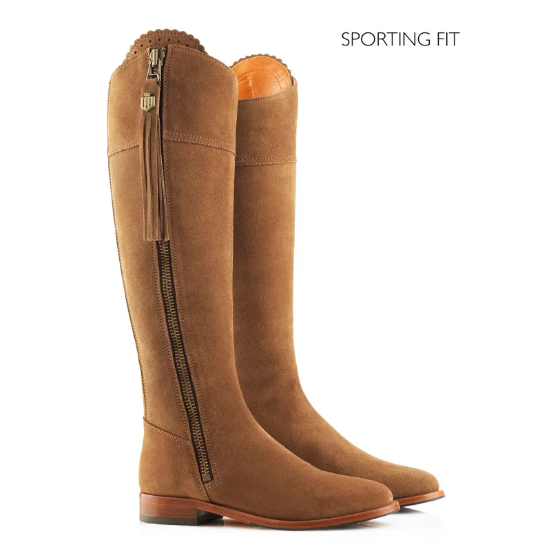 Fairfax and Favor Regina Flat Sporting Fit Boots Tan Suede