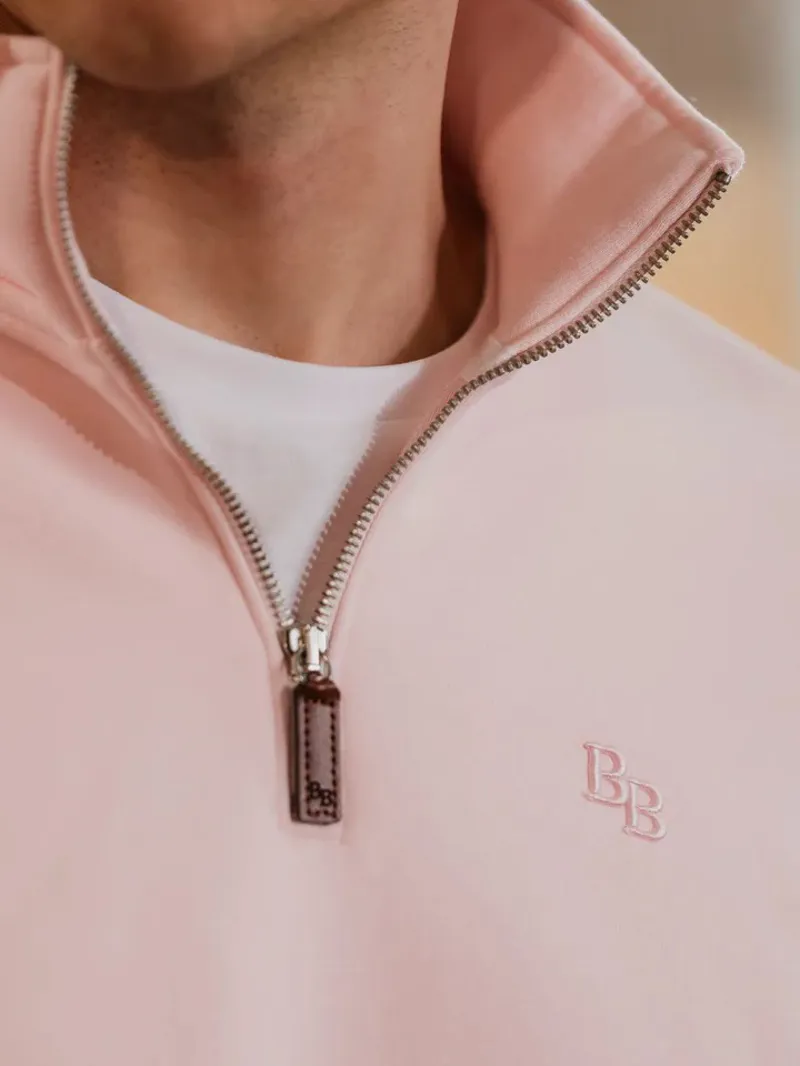 Beaumont and Bear Tuckenhay Unisex Quarter Zip Pastel Pink-2