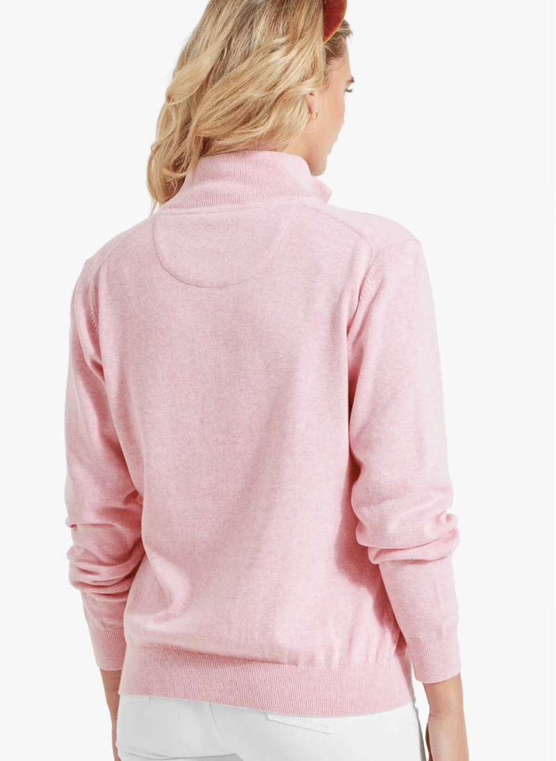 Schoffel Polperro Pima Cotton Quarter Zip Jumper Pink Marl-3