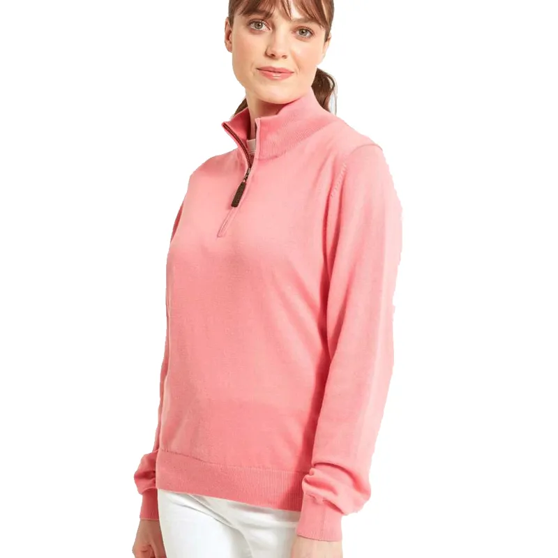 Schoffel Country Polperro Pima Quarter Zip Jumper in Flamingo-1