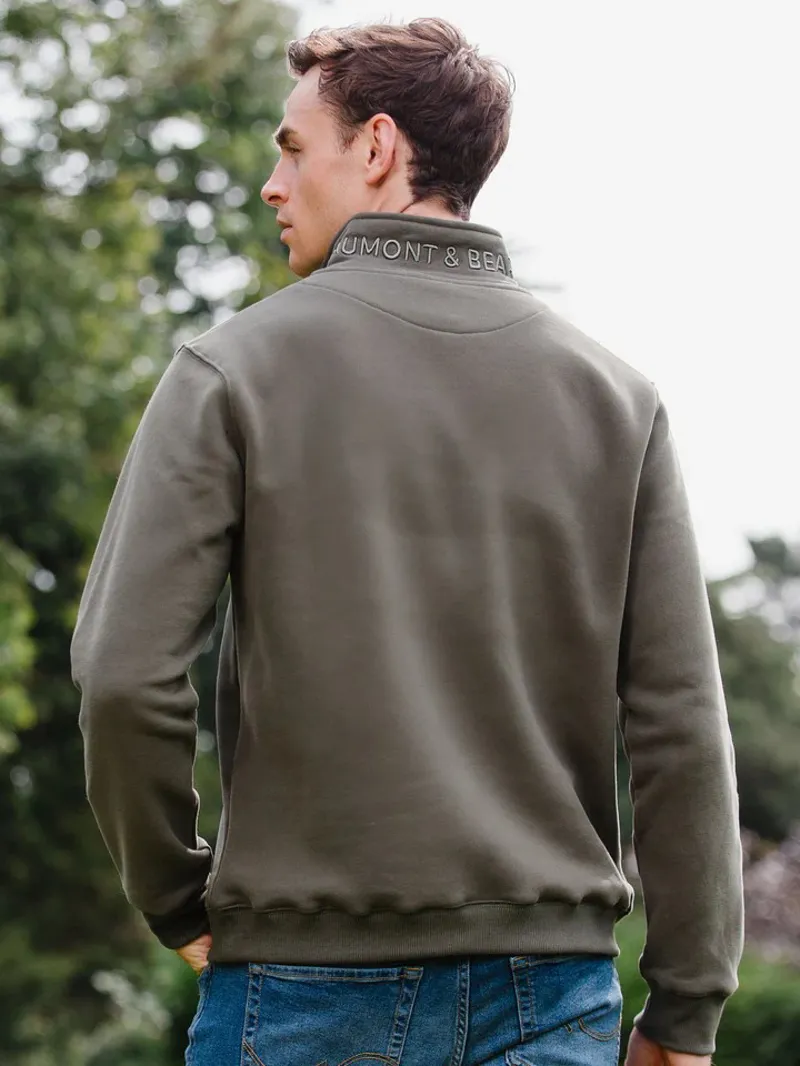 Beaumont and Bear Tuckenhay Unisex Quarter Zip Khaki-4