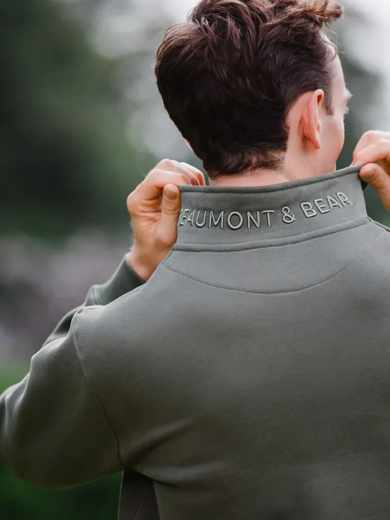 Beaumont and Bear Tuckenhay Unisex Quarter Zip Khaki-9