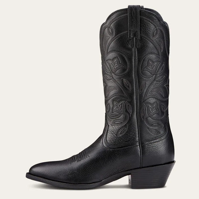 Ariat Heritage Western R Toe Boot Black Deertan-1