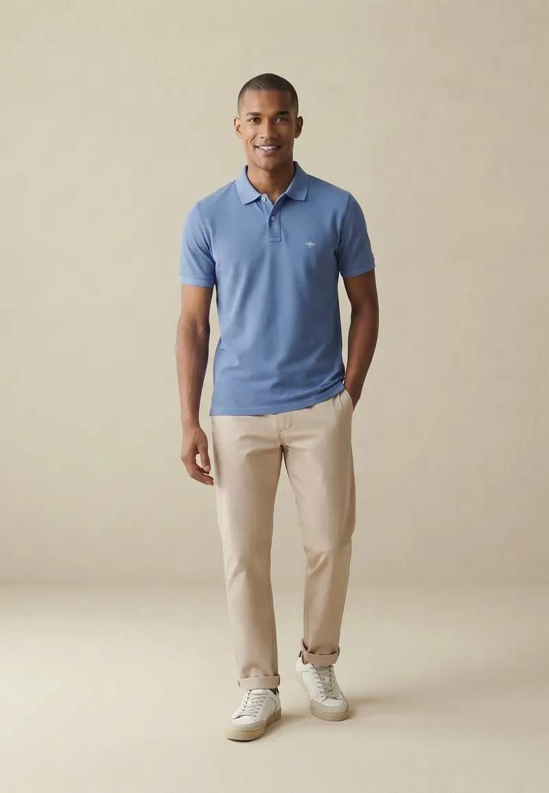 Fynch-Hatton Basic Polo Shirt in Summer Breeze-3
