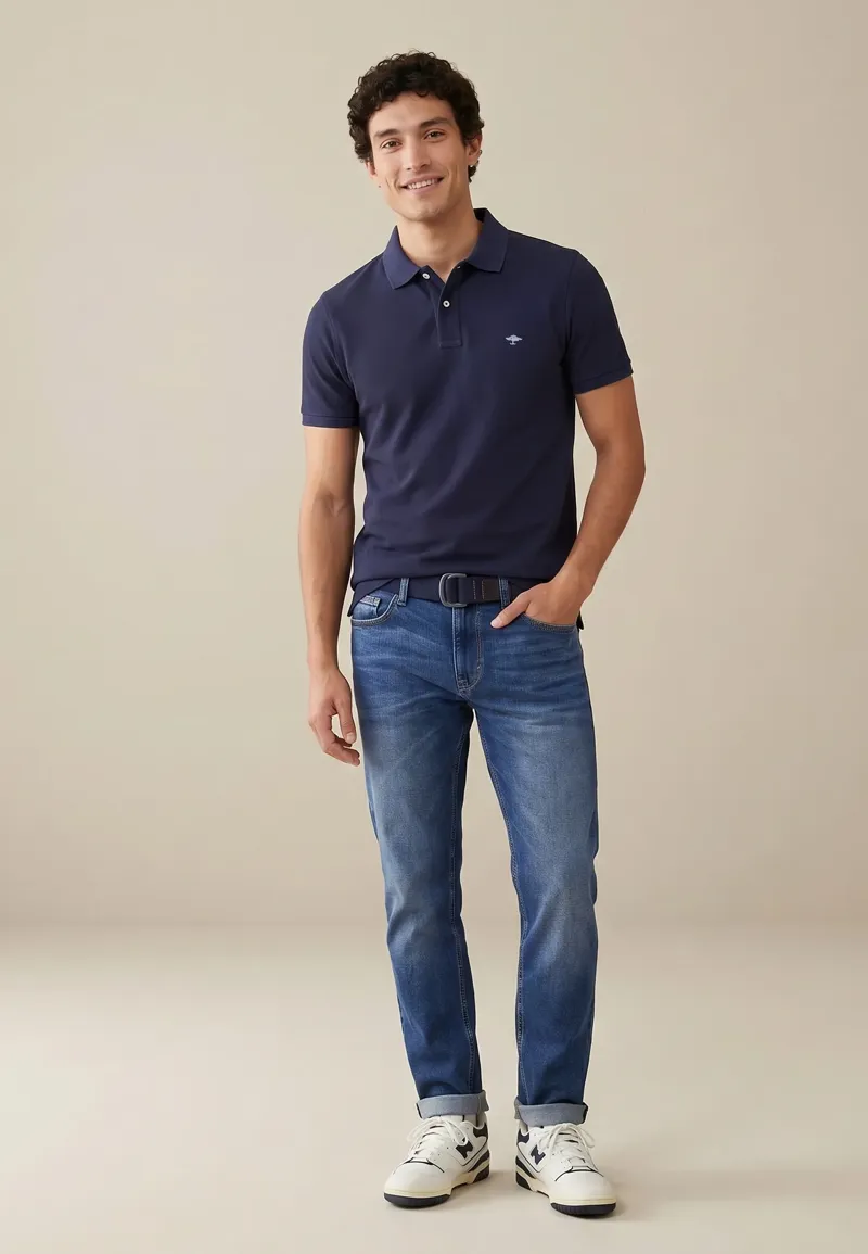 Fynch-Hatton Basic Polo Shirt in Navy-3