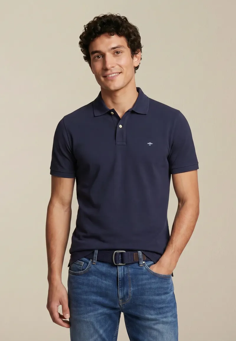 Fynch-Hatton Basic Polo Shirt in Navy-2