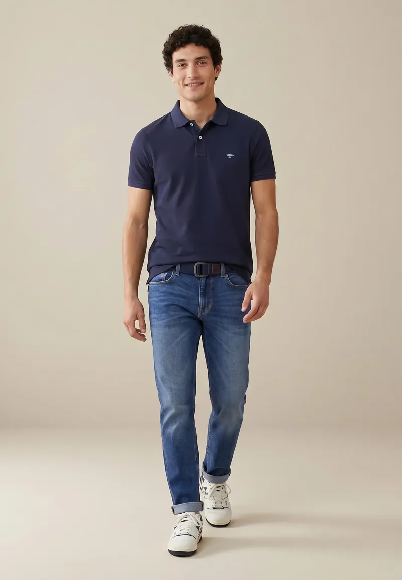 Fynch-Hatton Basic Polo Shirt in Navy-4