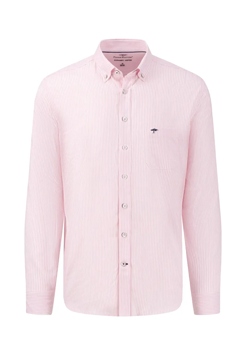 Fynch-Hatton All Season Oxford Shirt in Pink Stripe
