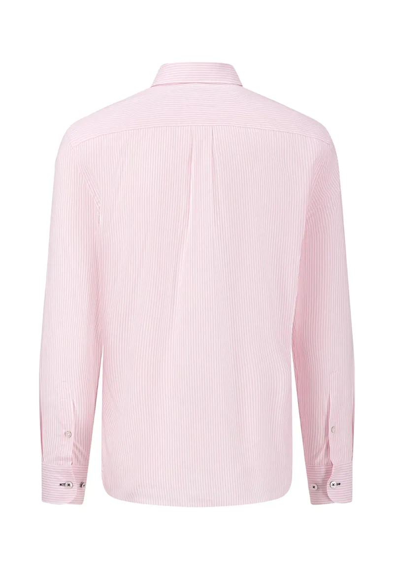 Fynch-Hatton All Season Oxford Shirt in Pink Stripe-1