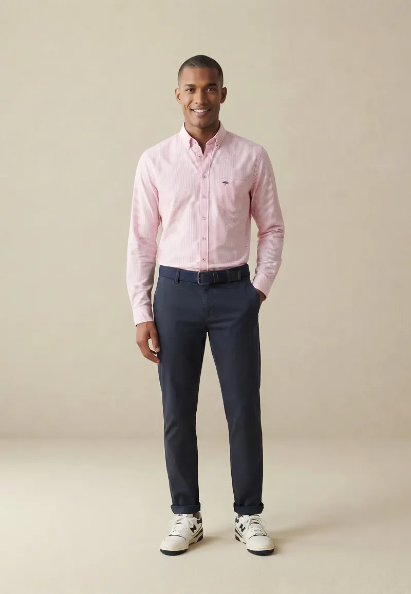 Fynch-Hatton All Season Oxford Shirt in Pink Stripe-3