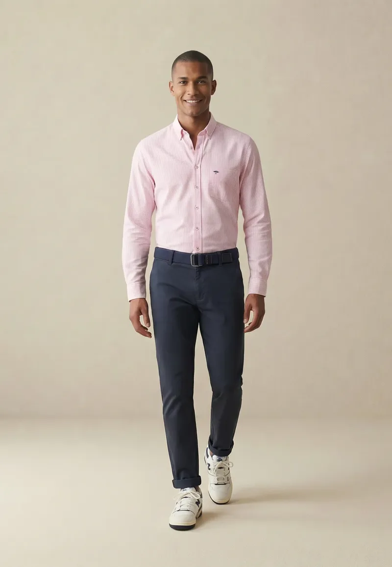 Fynch-Hatton All Season Oxford Shirt in Pink Stripe-4
